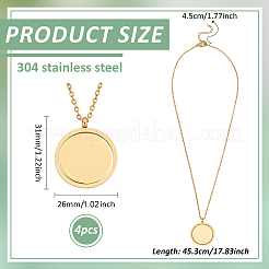4 pz. Collana con catena a cavo girevole piatta e rotonda in acciaio inossidabile 304&nbsp;NJEW-BC0001-11G