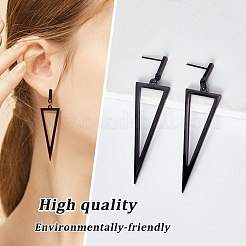 3 paire de boucles d'oreilles pendantes triangulaires creuses en alliage de 3 couleurs pour femmes&nbsp;EJEW-AN0003-03