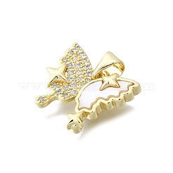 Pendenti in zirconi cubici trasparenti in micro pavè di ottone&nbsp;KK-V010-14G