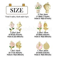 30 Stück 5 Arten Legierung Emaille Anhänger&nbsp;ENAM-YW0005-34