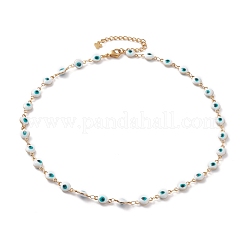 Bösen blick 304 edelstahl emaille link ketten armbänder & halsketten schmuck sets&nbsp;SJEW-JS01152