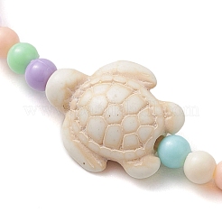 Braccialetti con maglie turchesi sintetiche color tartaruga da spiaggia&nbsp;BJEW-JB10238-02