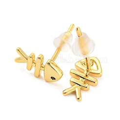 Boucles d'oreilles en laiton plaqué en crémaillère avec zircones cubiques&nbsp;EJEW-G361-02G