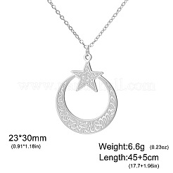Colliers pendentifs lune et étoile en acier inoxydable 304 avec strass et cristal pour femmes&nbsp;WGB7A8F-03