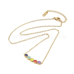 Collane con ciondolo a forma di volto sorridente in smalto colorato in acciaio inossidabile 304&nbsp;NJEW-N055-09G