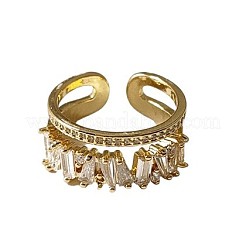 Anelli a polsino regolabili in ottone con micro pavé di zirconi cubici trasparenti per donna&nbsp;FS-WG2E2D8-01