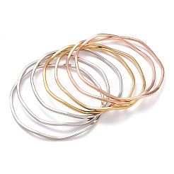 7 bracelet empilable en acier inoxydable 201 plaqué sous vide PVD pour femme&nbsp;BJEW-O182-08M-1