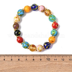 Handgefertigte Stretch-Armbänder aus Bunte Malerei-Perlen für Damen&nbsp;BJEW-B164-01