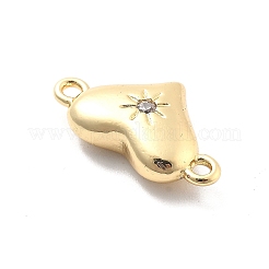 Gestellplattierung Messing klare Zirkonia Herz Verbindungsstück Charms&nbsp;KK-Q017-24G