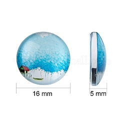 Cabochons di vetro con disegno albero della vita  &nbsp;GGLA-A002-16mm-GG