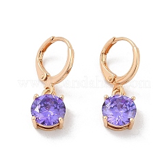 Orecchini a leva in argento con zirconi cubici a micro pavé di ottone&nbsp;EJEW-K300-03G