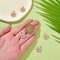 6 pezzo fiore trasparente cubic zirconia pendente di fascino in ottone fascino del fiore pendente placcato di lunga durata per gioielli collana braccialetto orecchino fare artigianato&nbsp;JX406A