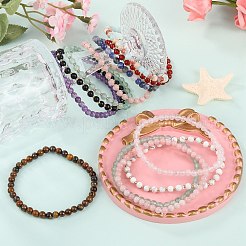 Ensemble de 12 bracelet extensible en perles de pierres précieuses naturelles et synthétiques&nbsp;BJEW-SW001603