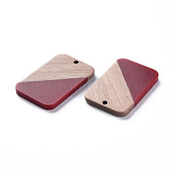 Pendentifs en résine opaque et bois de noyer&nbsp;RESI-T035-38A