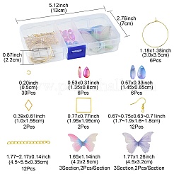DIY-Set zur Herstellung baumelnder Ohrringe aus Polyester mit Schmetterlingen und Edelstahl&nbsp;DIY-FS0006-32