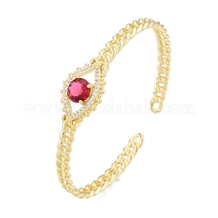 Offener Manschettenarmreif mit Zirkonia-Pferdeauge&nbsp;BJEW-G651-04G-01
