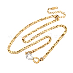 Collares colgantes de infinito de acero inoxidable 304 con rhinestone de arcilla polimérica para mujer&nbsp;NJEW-Z065-04G