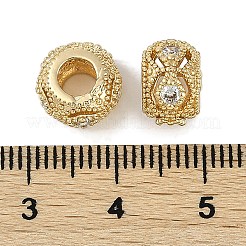 Perline europee in ottone micro pavé di zirconi cubici rondelle&nbsp;KK-I719-19G