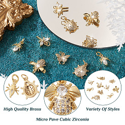 10 pz 5 pendenti in ottone con micro pavé di zirconi cubici&nbsp;KK-FW0001-09