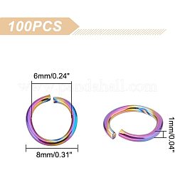 100 Stück Ionenplattierung (IP) Regenbogenfarbe 304 Edelstahl offene Biegeringe&nbsp;STAS-UN0039-09