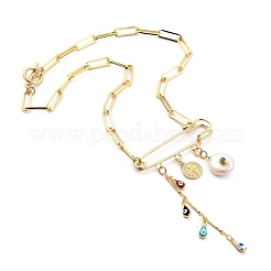 Collares pendientes de esmalte de latón mal de ojo&nbsp;NJEW-JN03053-01