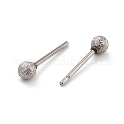 Boucles d'oreilles à tige en acier inoxydable 201 résistant au ternissement avec boule texturée&nbsp;STAS-Z039-01A-P