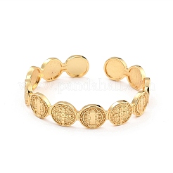 Flacher runder Armreif mit Jesus-Kreuz&nbsp;BJEW-I298-03G