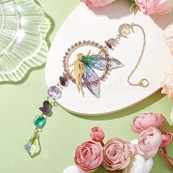Décorations pendentifs féeriques en laiton et résine&nbsp;HJEW-TA00247-02