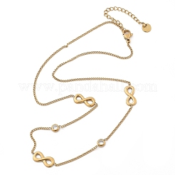 Halsketten mit Infinity-Gliedern aus 304 Edelstahl mit durchsichtigen Zirkoniasteinen für Damen&nbsp;NJEW-C069-01G