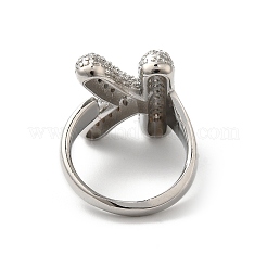 Bague en laiton avec lettres micro pavées&nbsp;RJEW-N046-03K-P