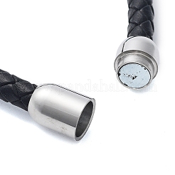Geflochtene Armbänder aus schwarzem PU-Leder für Herren&nbsp;BJEW-K243-60AS