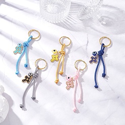 Porte-clés en résine et graines de verre et cordon en polyester&nbsp;KEYC-MZ00048
