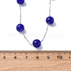 304 Edelstahl Katzenauge Runde Perlen handgefertigte Kette Halsketten für Frauen&nbsp;NJEW-C073-01P-02