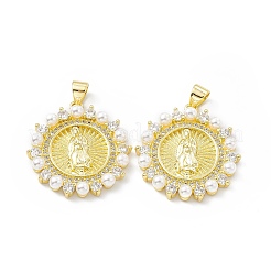 Placage en rack laiton écologique micro pave pendentifs en zircone cubique transparente&nbsp;KK-B065-14G