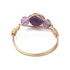 6 runder natürlicher Rosenquarz & Amethyst & Fluorit & Karneol & Amazonit & roter Achat Fingerring&nbsp;RJEW-JR00754-S