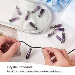 12 Stück Kugelanhänger aus natürlichem Amethyst mit Spitze&nbsp;G-FW0001-11