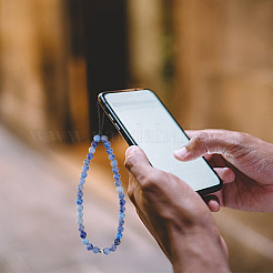 2 stücke 2 arten natürliche blau aventurin & blume amazonit perlen handy lanyard handgelenk gurt&nbsp;AJEW-AN0007-48