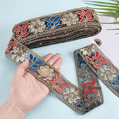 Rubans de fleurs brodés en polyester&nbsp;OCOR-WH0092-28