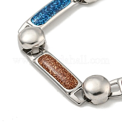Bracciali a catena rettangolare in acciaio inossidabile 304 smaltati con polvere glitterata&nbsp;BJEW-S153-04P-01