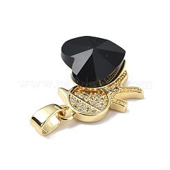 Véritable 18k plaqué or placage en laiton micro pave clair pendentifs en zircone cubique&nbsp;KK-C015-21G-17