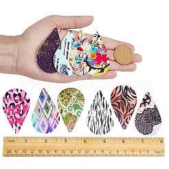 Bricolage 15 paires de kits de fabrication de boucles d'oreilles en bois imprimé teinté&nbsp;DIY-SZ0001-76G