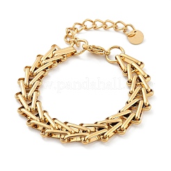 Bracciali in acciaio inox 304 con catene a forma di grano per donna&nbsp;BJEW-F488-39G