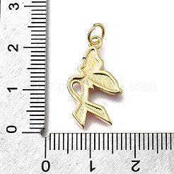 Colgantes de latón esmaltado con lazo rosa de octubre para concienciar sobre el cáncer de mama&nbsp;KK-G525-10G-03