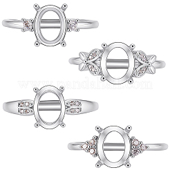 4 Stück 4 Stile Messing Micro Pave Zirkonia verstellbare Ringeinstellungen&nbsp;KK-BBC0024-14B