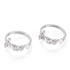 Anillo ajustable con forma de corazón y palabra 