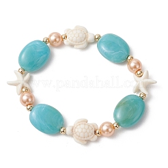 Elastische Armbänder aus synthetischem Türkis&nbsp;BJEW-JB13784