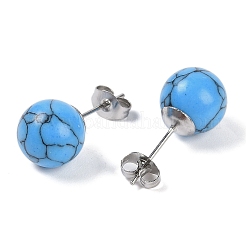 Aretes de turquesa sintética&nbsp;EJEW-Z060-04P-04