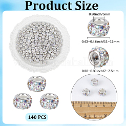 Handgefertigte Polymer Clay Strass europäische Großlochperlen mit versilberten Messingkernen&nbsp;FPDL-PA0001-02B