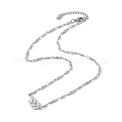 Colliers avec pendentif feuille en acier inoxydable 201 et chaîne en acier inoxydable 304&nbsp;NJEW-JN05674