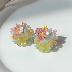 Blumen-Ohrstecker aus Glas und Kunststoff&nbsp;FS-WG119A6-03